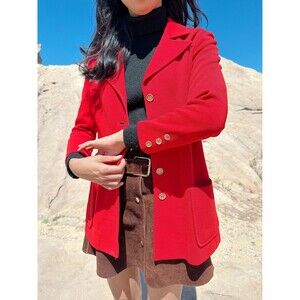 Vintage 1970s Cherry Red Blazer Jacket by Act III 70s 1960s 60s